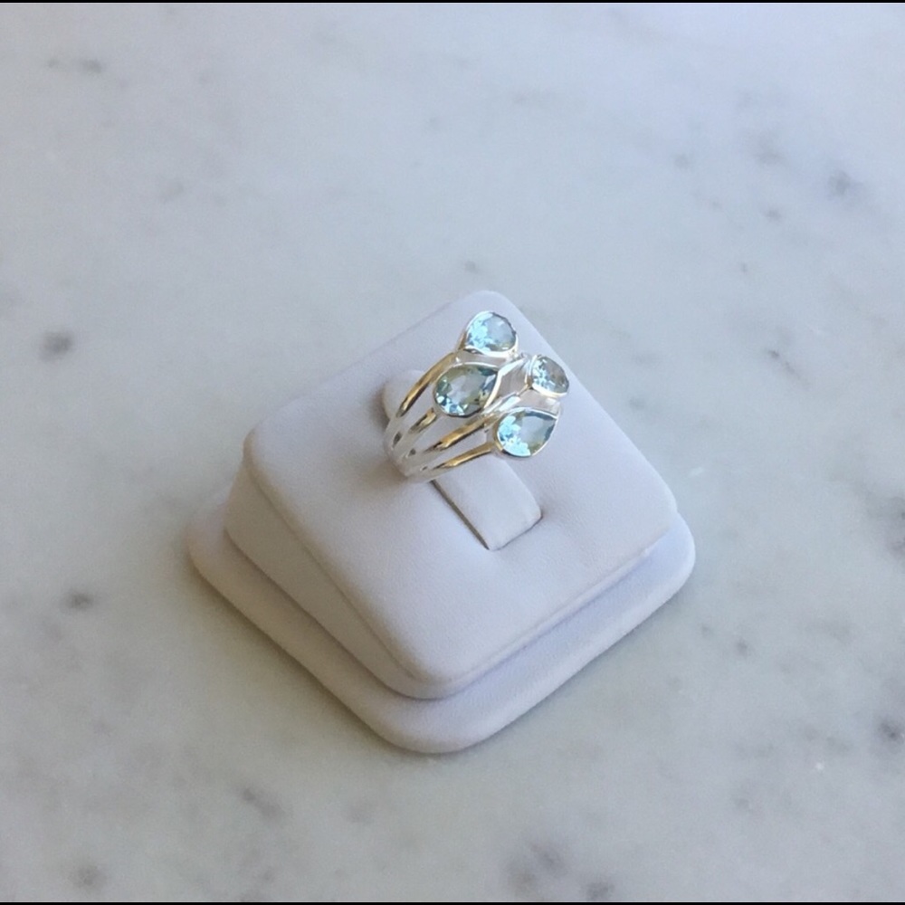 Genuine Blue Topaz .925 Sterling Silver Ring - Picture 5 of 16